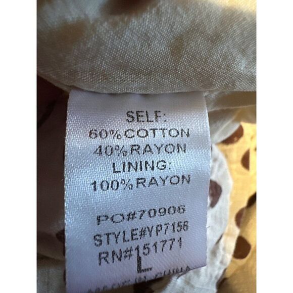 GILLI Cream Jumpsuit with Brown Polka Dots Size Large - Picture 10 of 12